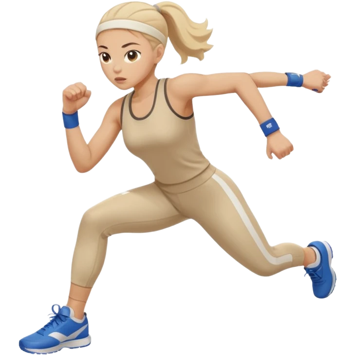 нарисуй девушку в бежевом костюме, которая занимается спортом emoji