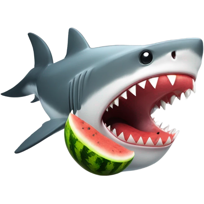 Shark eating a watermelon while eating a walrus emoji