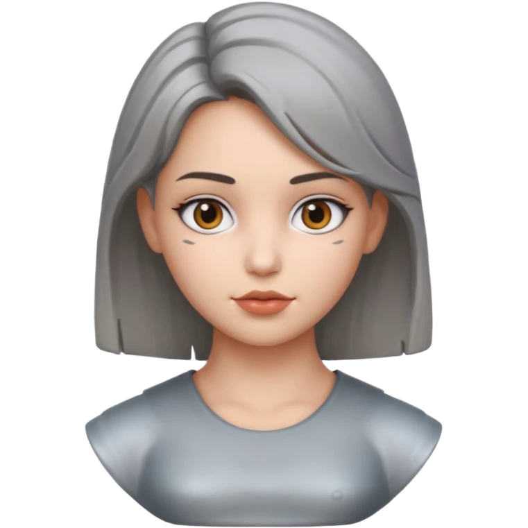 gray metal painted girl bust face included emoji