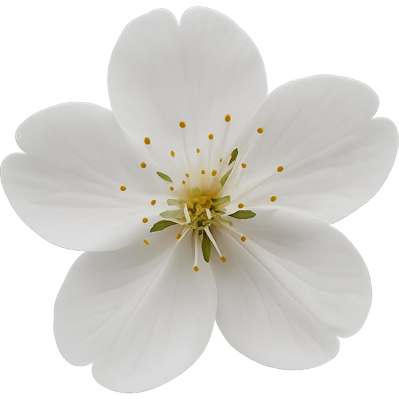 show  one white cherry blossom, remove background emoji