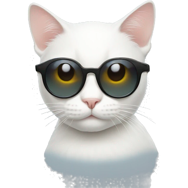 White cat with round sunglasses emoji