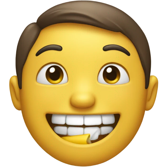 Emoji in pleasure eating a yellow bone emoji