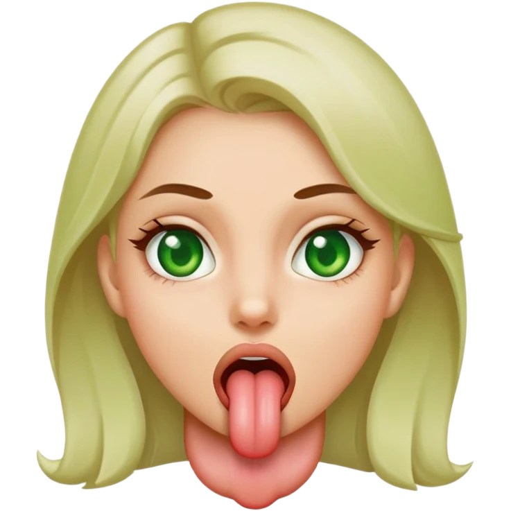 Girl sticking out tongue green eyes emoji