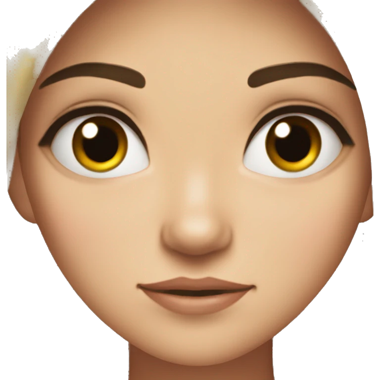 girl with light skin, dark hair and hazel eyes. very pretty, but she have an angry plan emoji