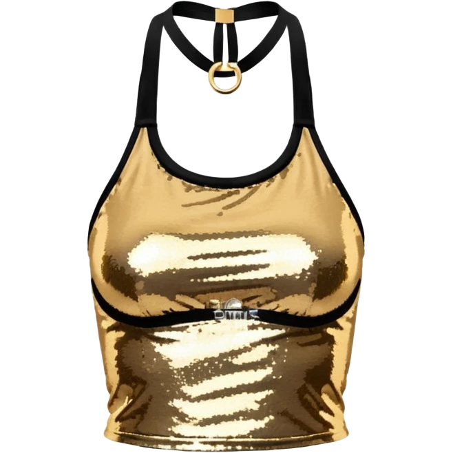 halter neck tank top cropped with gold and silver sequins emoji