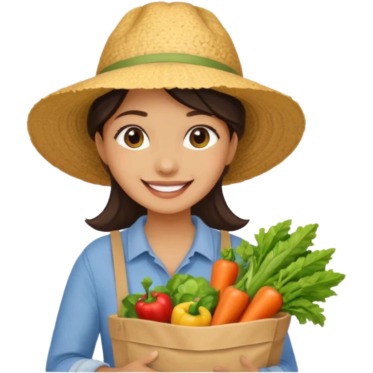 Shopper with veggie tote,Farmers’ Market. emoji
