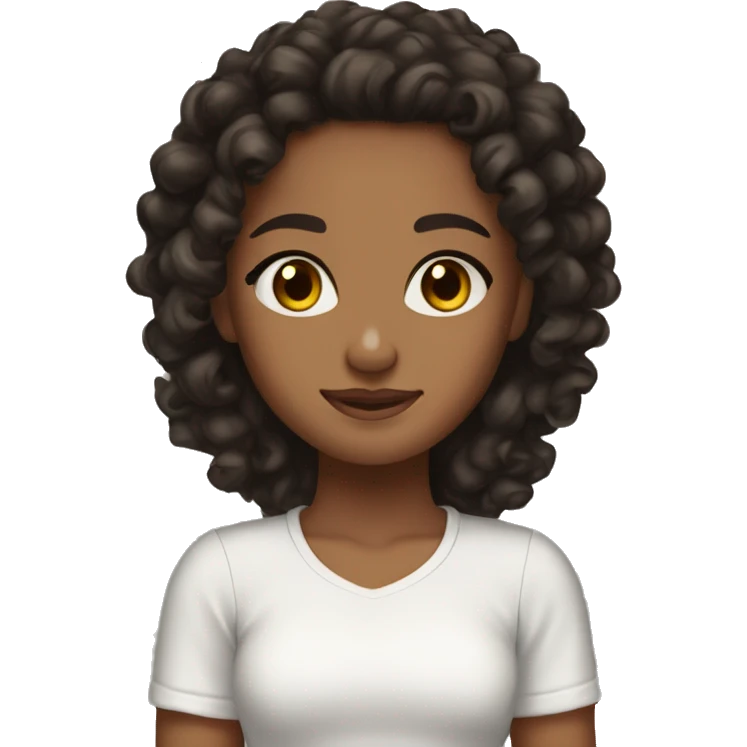 Girl with brown skin brown eyes curly black hair realy pretty tanned jamacia top emoji