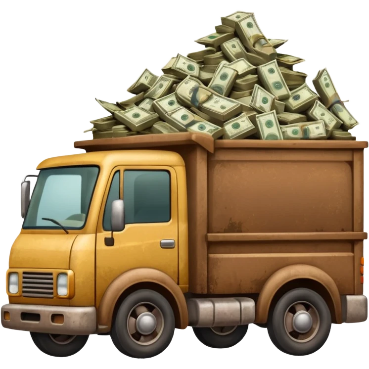 brown truck with money emoji