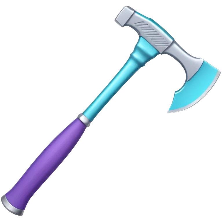 Axe with purple handle with silver blade with cyan edge emoji