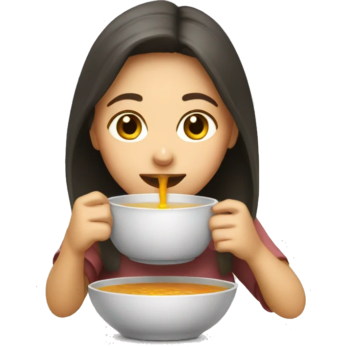 girl drinking soup emoji