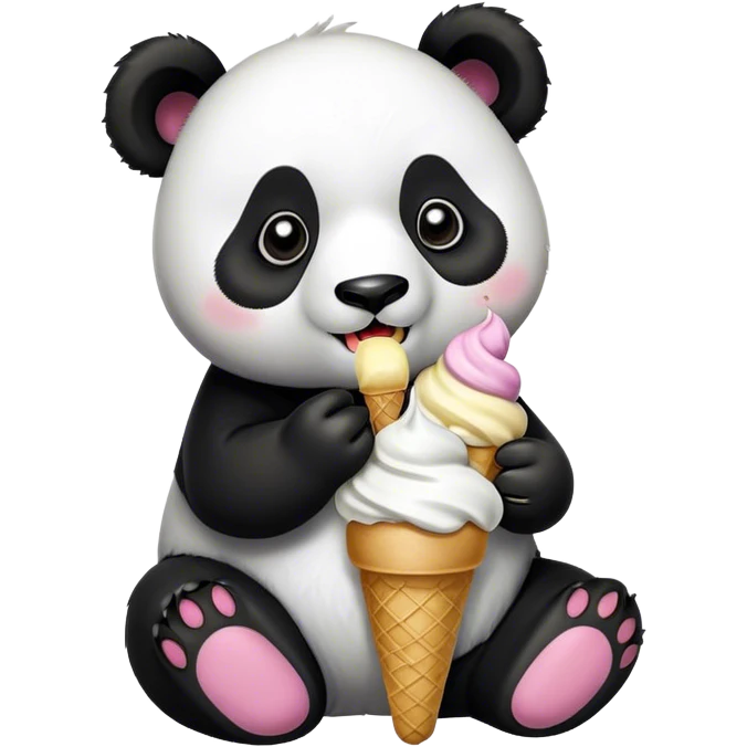 Panda eating ice cream emoji