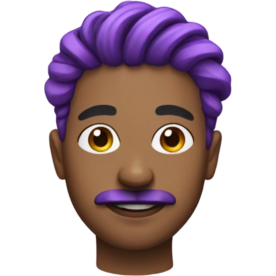 Nonbinary person with mustache fade and purple locs emoji