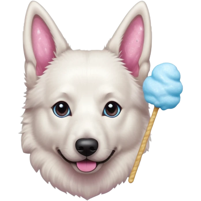 White belgian Shepard With glitter eyes loves Cotton candy emoji
