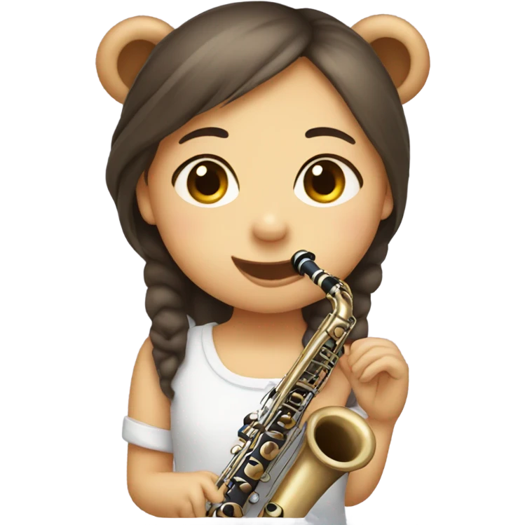 Bear clarinet cute girl emoji