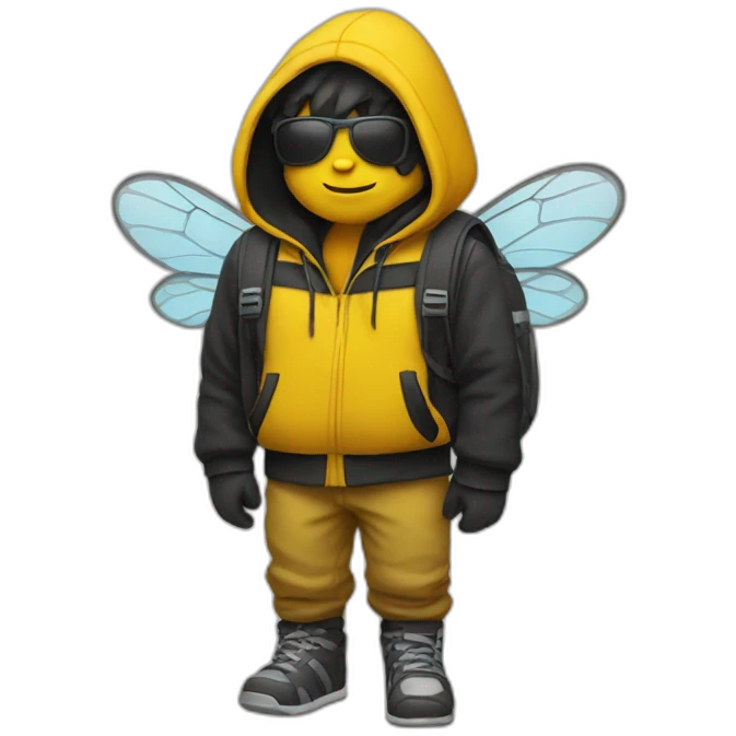 bumblebee traveler in a hoodie emoji