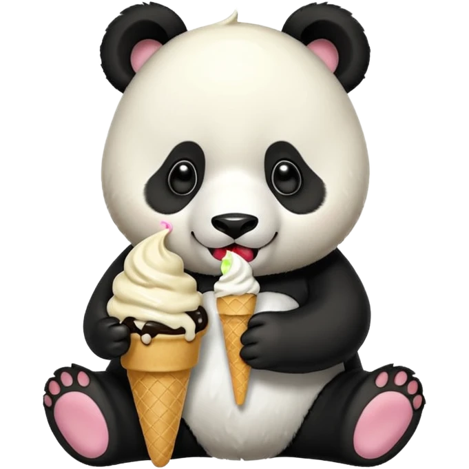 Panda eating ice cream emoji