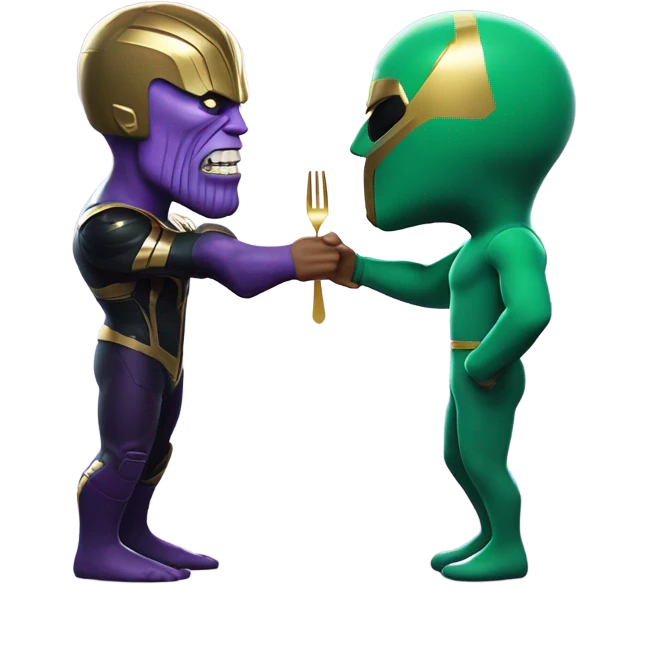 thanos in squid game kisses with a fork emoji