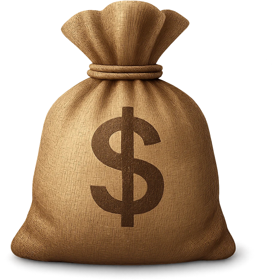 3d skeuomorphic money bag emoji