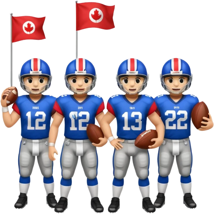 Make the football players have flags on their waist and have a football on their hands emoji