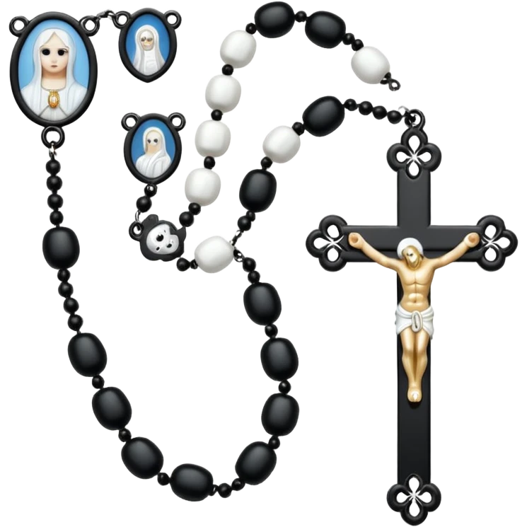 Gothic white rosary with  of beads emoji