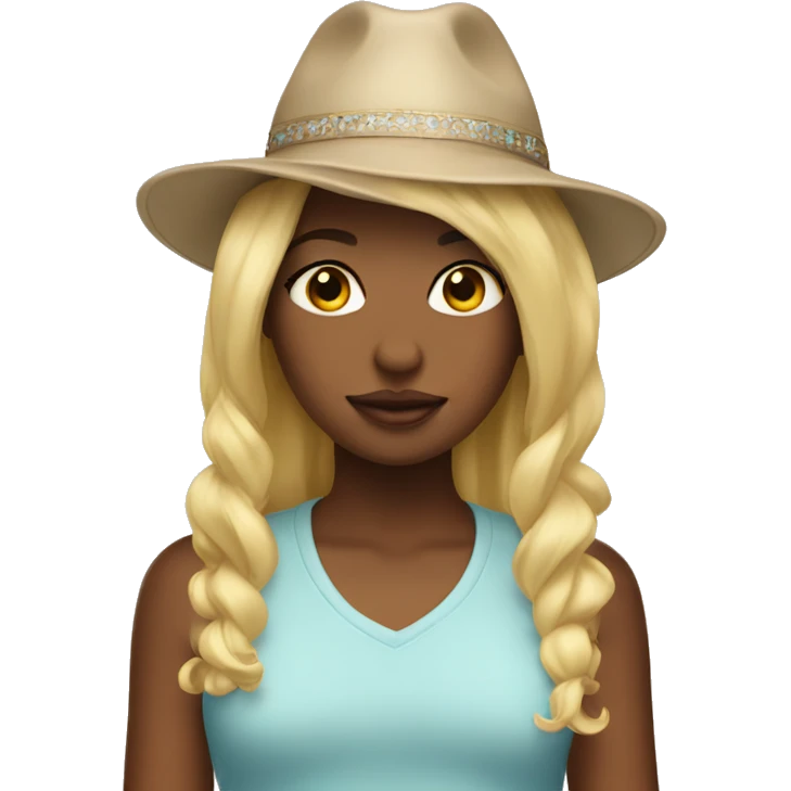 Blond girl with a aesthetic hat emoji