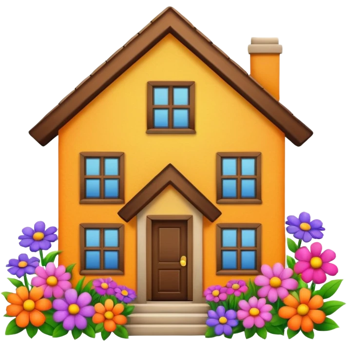 house covered by flower emoji