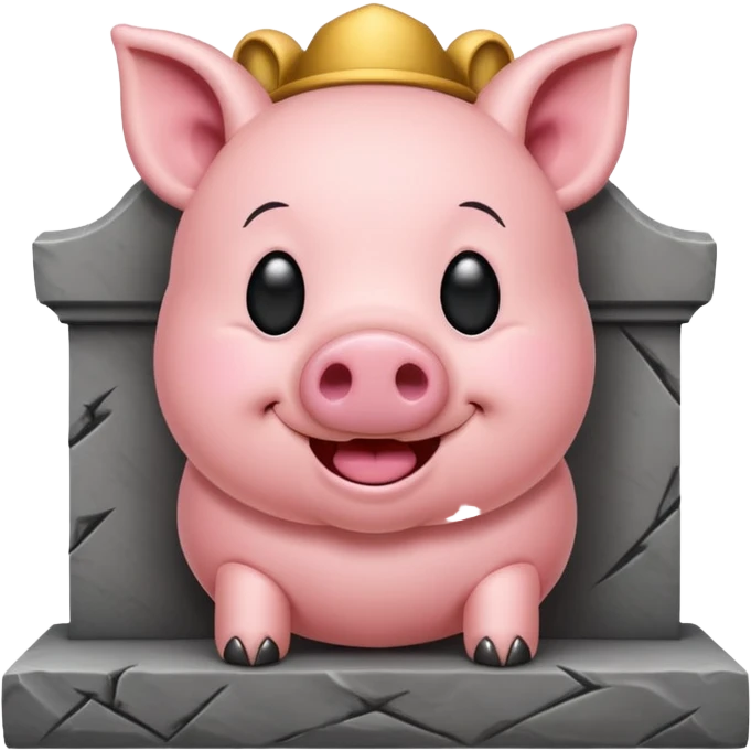 a pig next to a tombstone, emoji style emoji