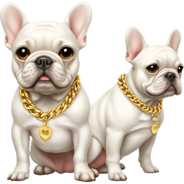 Frenchie dog wearing gold chain emoji