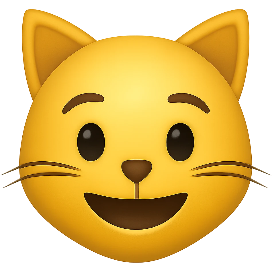 face with cat ears emoji, digital illustration, no background emoji