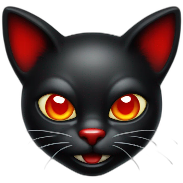 black devil kitty with red eyes and clown nose emoji
