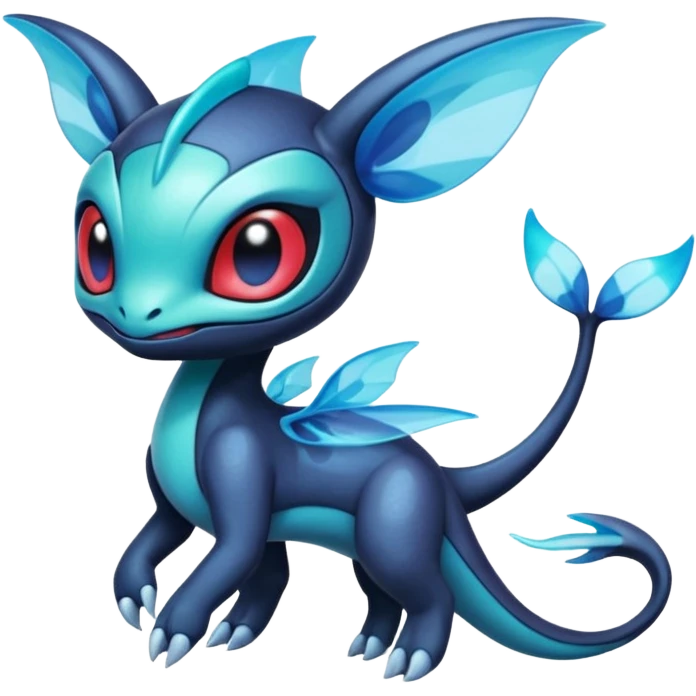 Iridescent Translucent Bioluminescent Diaphanous Meloetta-Salamence-Stitch-Toothless-Fakémon-creature-hybrid emoji