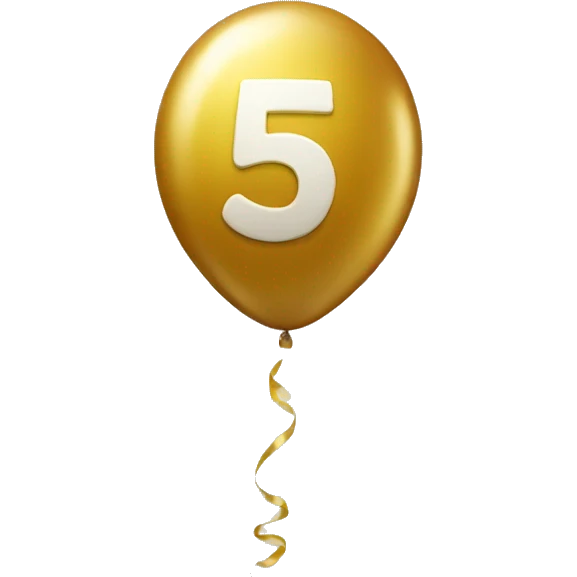 Number 5 Golden balloon emoji