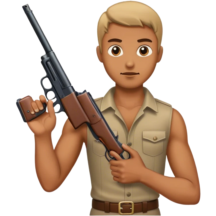 A guy holding a gun emoji