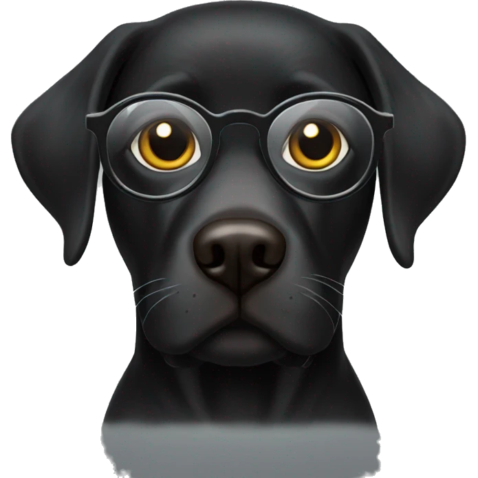 Black Labrador as Harry Potter with glasses emoji