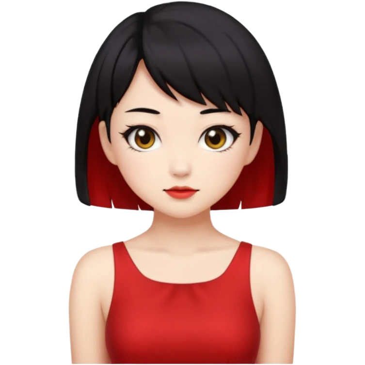 Chica Otaku con vestido rojo y pelo corto negro súper sexy emoji