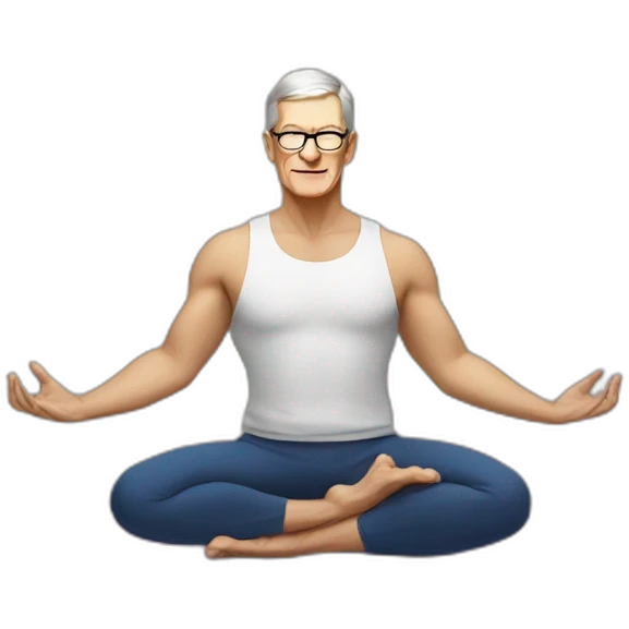 tim cook doing yoga emoji