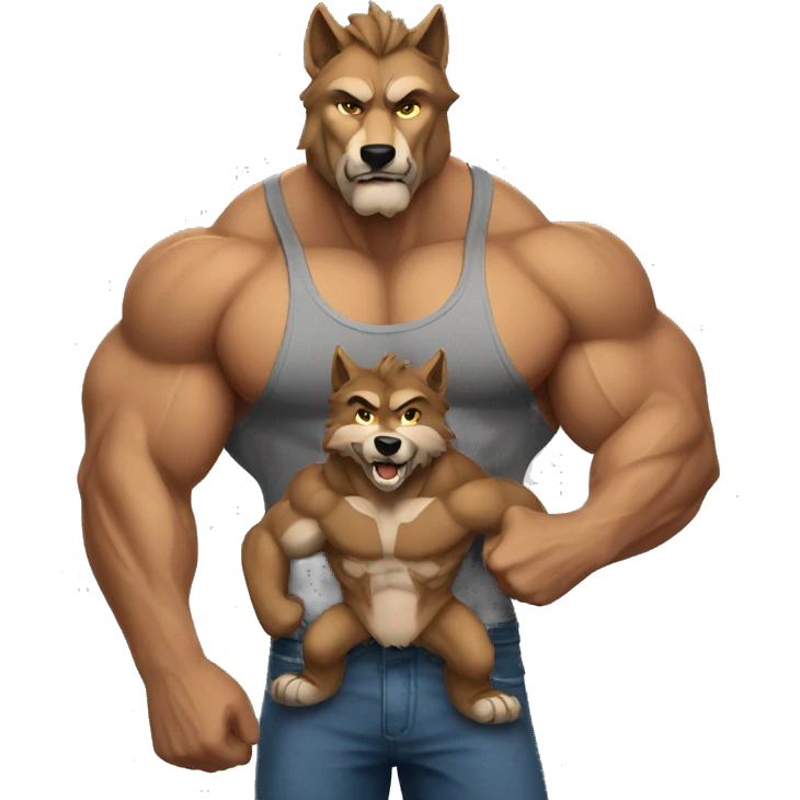 muscular wolf family emoji