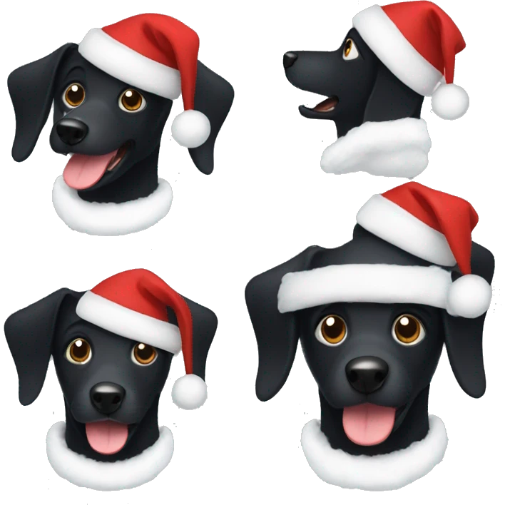 Black dog With cristmas hat  emoji