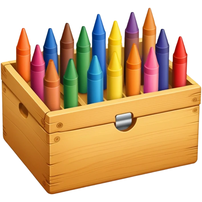 Box of crayons with different colors emoji