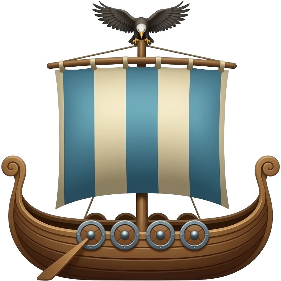 viking longboat with raven emoji