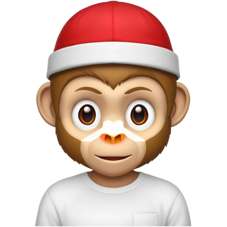Macaco de camisa branca e boné vermelho  emoji