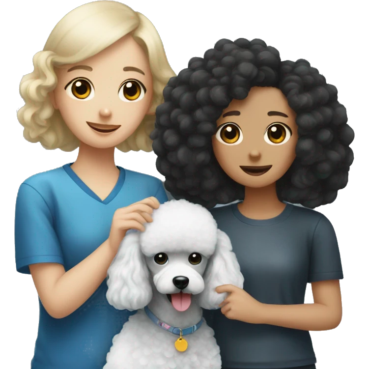 Balck poodle with korean girl emoji