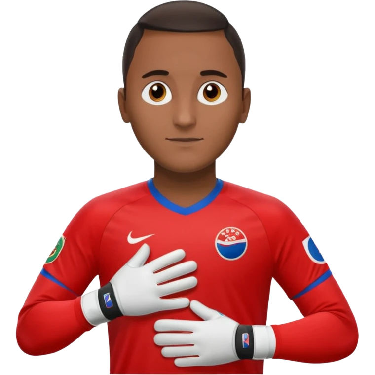Keylor NavasK camisa roja de Costa Rica  y guantes de portero qué el escudo d exista ruca sea la bandera dentro de un circulo blanco  emoji