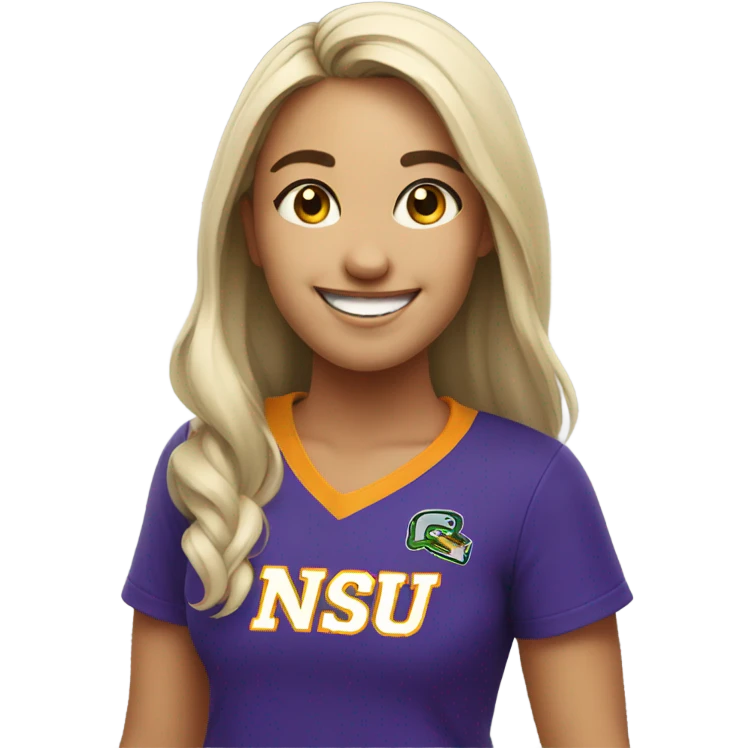 smiling girl in NSU shirt emoji