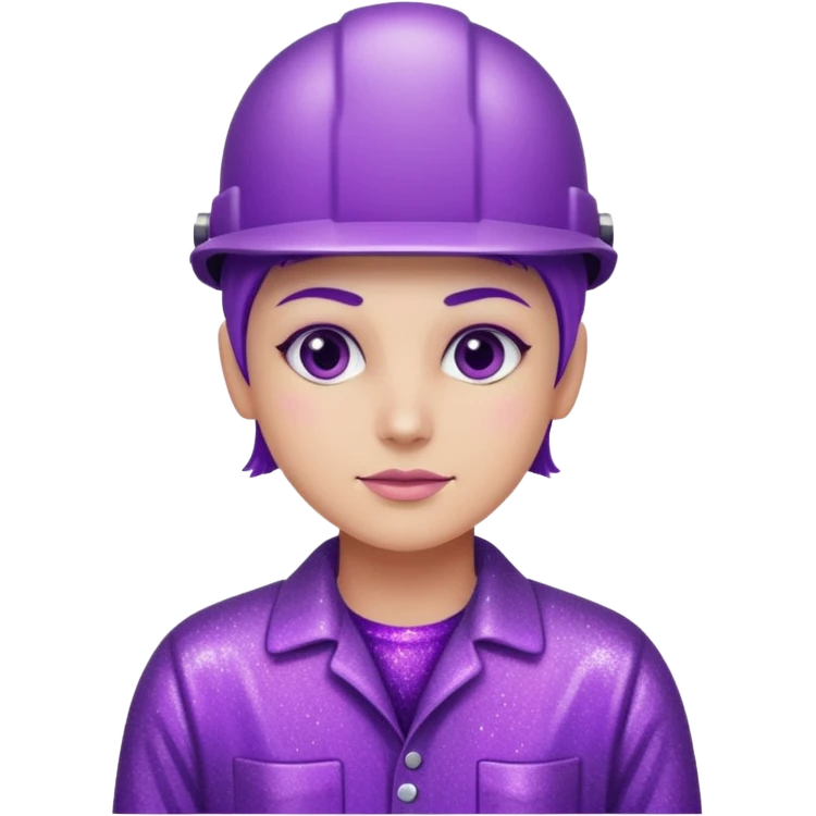 industrial worker wearing glitter purple glittery clothes emoji