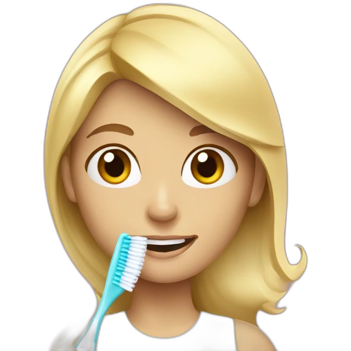 blonde lady with a toothbrush emoji