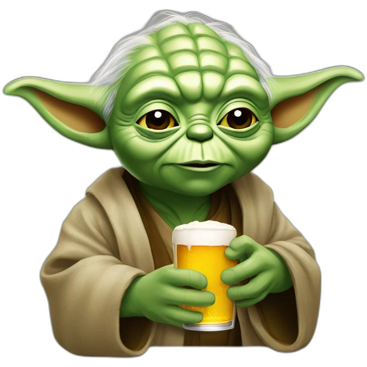 Yoda buvant une bière emoji