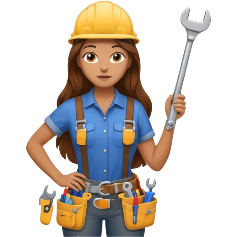 beautiful girl with long brown hair constructing new shower in bathroom emoji