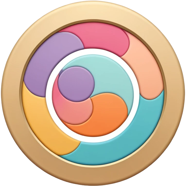 flat emoji style, modern token icon, circular, abstract pattern in center, soft color palette, minimal, no text emoji