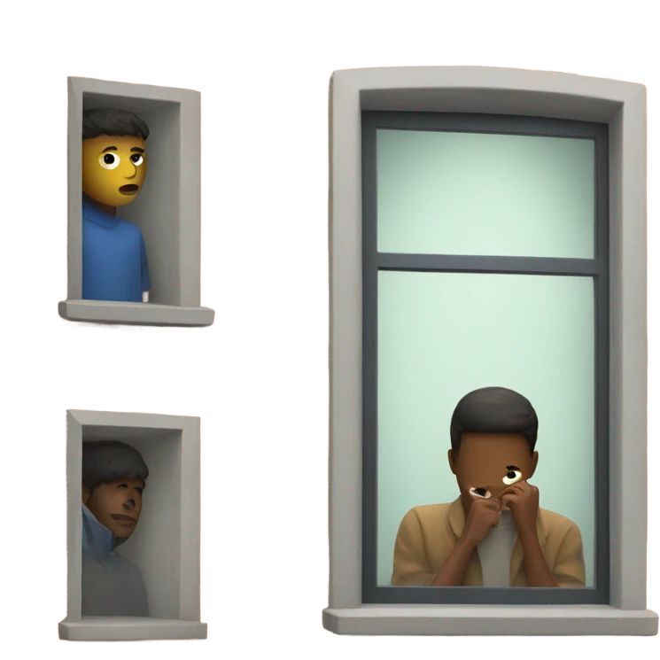A person watching another person through a window emoji